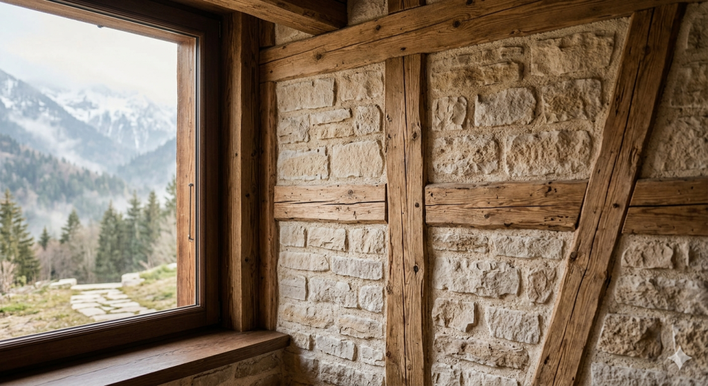 Reconstruction en materiaux d'origine nobles et locaux domaine du seux vosges